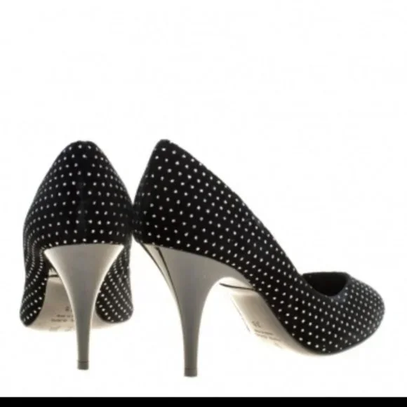 Rare glitter embossed star like dots velvet pumps - Picture 5 of 8